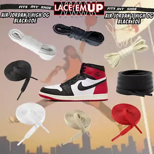 BLACK TOE Shoe Laces Cement replacement for jordan 1  OG BLACK TOE LACES - Picture 1 of 33