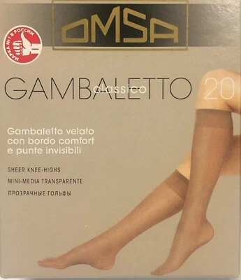 N.6 Paia GAMBALETTO velato OMSA Classico 20 DEN con BORDO COMFORT - Taglia Unica