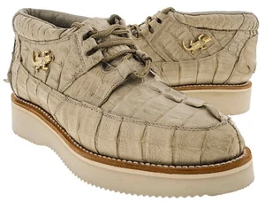Scarpe uomo western wear sabbia coccodrillo coda pelle stringate taglia 6,5, 11,5, 12 - Foto 1 di 3