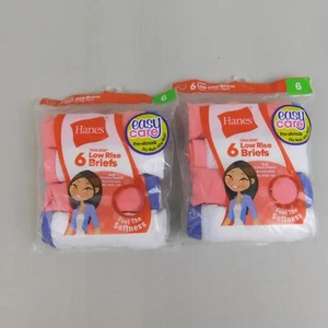 12 Pair Hanes Girls Tagless Cotton Low-Rise Brief Panties - Size 6 - #4624 - Picture 1 of 9