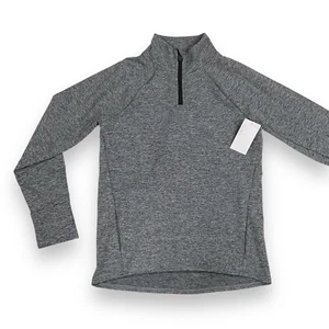 Zella Girls Gray Partial Zip Pullover Long Sleeve Activewear Top Size L 10/12 - Picture 1 of 11