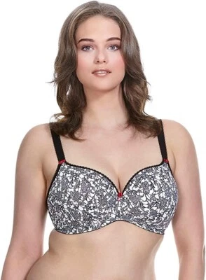 Sujetador convertible Elomi EL4170 4170 Tara Demi con aros EE. UU. 36 K UK 36H negro/blanco Foto 1 de 4