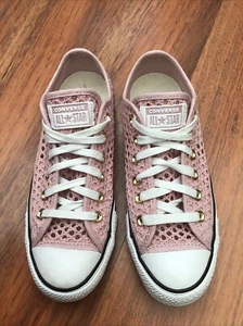 Womens Chuck Taylor Converse All Star Pink Crochet lace Low Trainer Pumps Size 5 - Picture 1 of 7