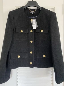 $248 NWT J CREW Isabelle Lady Jacket Black Boucle Tweed Blazer Gold Buttons 12 - Picture 1 of 4