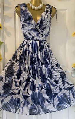 Monsoon Avondale Pleated Floral Fit Flare Evening Party Occasion Dress Size 16 - Image 1 of 4