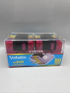 Verbatim DataLife Colors 50er Pack Festplatten in Aufbewahrungskoffer MF 2HD IBM formatiert NEU  - Bild 1 von 11