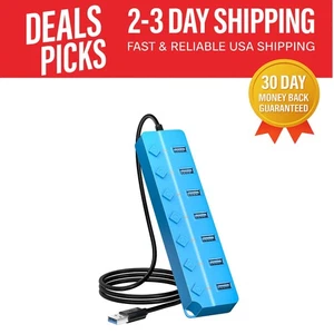Multi-Device USB Hub 3.0: 7 Ports with Individual Switches - Perfect for Laptops - Picture 1 of 9