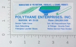 Vintage Polythane Enterprises Madison West Virginia Advertising Sticker Decal - Picture 1 of 1