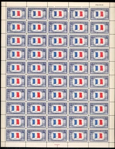 United States 1943 France Scott# 915a RARE REVERSE PRINTING FULL SHEET Mint XF - Picture 1 of 2