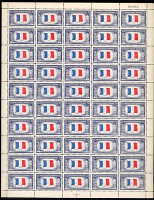 United States 1943 France Scott# 915a RARE REVERSE PRINTING FULL SHEET Mint XF - Image 1 of 2