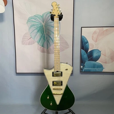 Gift Electric Guitar Fast Ship H-H Pickups Flamed Top Gold Part T-O-M Bridge - Image 1 of 4