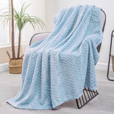 Manta polar azul claro para sofá y cama 50x70 pulgadas suave acogedora jacq. Foto 1 de 4