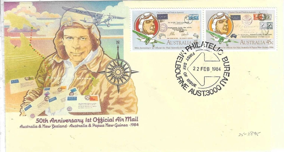 Australia - FDC - 50th Anniv. - 1st Official Air Mail - 22.02.84 (25-2895) - Image 1 of 1