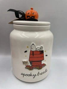 RAE DUNN Peanuts SNOOPY 7.5"h SPOOKY TREATS Halloween Canister Cookie Candy Jar - Picture 1 of 7