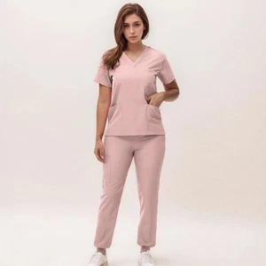 Premium V Neck Scrub Set for Nurses Surgeons 14 Colors Stretchy Quick Dry - Picture 1 of 38