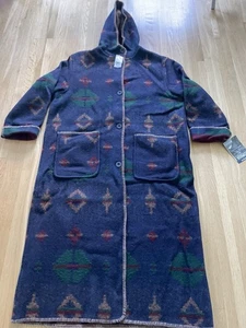 NWT Woolrich- Womens XL- Reversible Hooded Wool Blanket Coat- Southwestern Aztec - Picture 1 of 17
