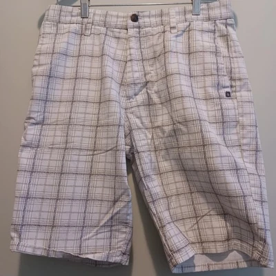 Men's VOLCOM Corpo Class Shorts Size 32 Leisure Chino Board White Gray Plaid - Image 1 of 4