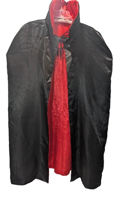 Halloween Cape Dracula Vampire Magician Red Satin Lined Adult 40” Costume  - Image 1 of 4