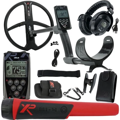 XP Deus Metal Detector – 11" X35 Coil, WS5 Headphones, Remote, MI-4 Pinpointer - Image 1 of 4