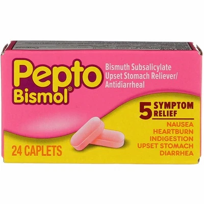 Pepto-Bismol 5 cápsulas de alivio digestivo de síntomas, 24 quilates Foto 1 de 4