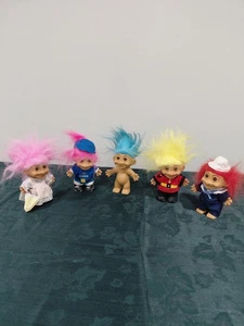Russ Vintage 5 Troll Puppen Konvolut rosa blau rot gelbe Haare  - Bild 1 von 8
