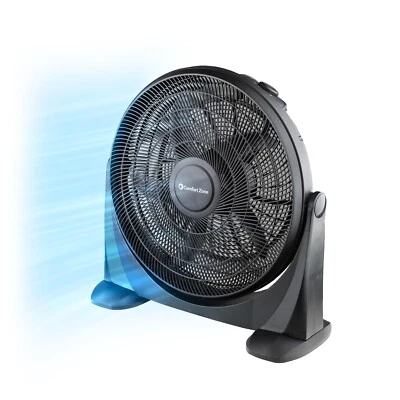 Comfort Zone High Velocity Floor Fan, 20 inches, 3 Speed, Adjustable Tilt, Black - Image 1 of 4
