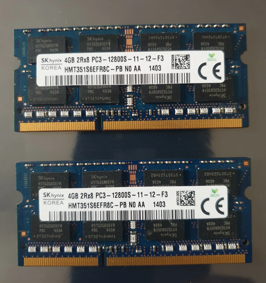 Hynix 8GB 2X4GB DDR3 2RX8 1600MHz PC3-12800S 204pin SODIM Laptop Memory RAM  - Image 1 of 1