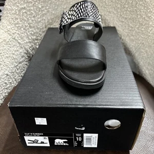 Sorel Ella III Slingback Women’s Sandals Black Noir US 10 EUR 41 UK 8 Boxed @ - Picture 1 of 4