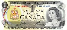 CANADA BANKNOTE 1973 LAST 1 DOLLAR PAPER ISSUE IN CANADA PREFIX  BAN    NO72