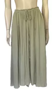 SPORTSGIRL Sz 8 - 14 Skirt Hi-Lo Lined Gathered Midi Drawstring Waist Boho Sage - Picture 1 of 13