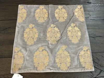 Pottery Barn Christelle Pillow Cover Gray 18 sq Embroidered Damask Medallion New - Image 1 of 4