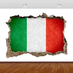 Pegatina de pared rota bandera italiana 3D póster vinilo mural S630 - Imagen 1 de 1