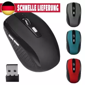 Funk Maus Büro Kabellos Wireless Mouse Für PC Laptop Schwarz Grau Rot Blau USB - Bild 1 von 10