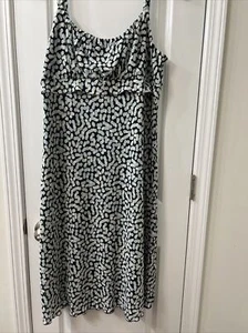 BELIEVE Midikleid Gr. 16 Chiffon Rüschensaum ärmellos VINTAGE Punkte - Bild 1 von 7