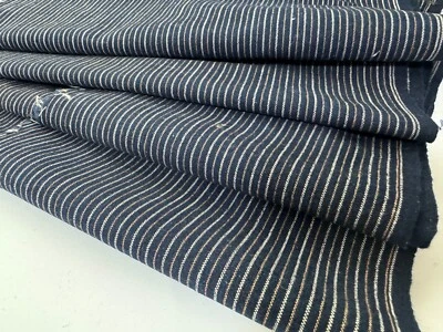 Four pieces of indigo stripe fabrics, For patchwork cotton fabric - Image 1 of 4