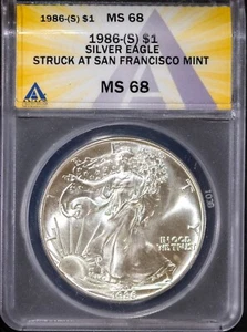 First Year 1986 $1 Silver American Eagle MS 68 ANACS # 7649195 + Bonus - Picture 1 of 2