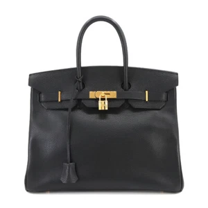 HERMES Birkin 35 Hand Bag Ardennes Leather Black Purse 90243494 - Picture 1 of 11