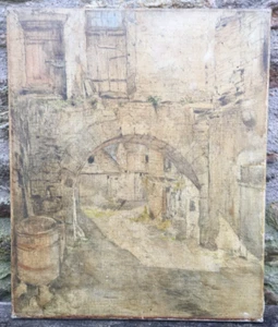 Emile Aureche (XIX - Xx)Attributed To: Sketch Landscape Village Architecture - Picture 1 of 11