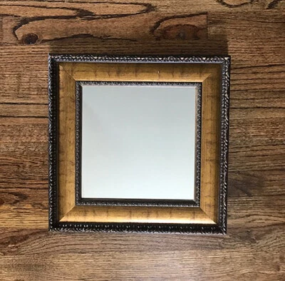 14.75 x 14.75" x 1" Antiqued Gold Finish Wood Composite Frame Square Wall Mirror - Image 1 of 4