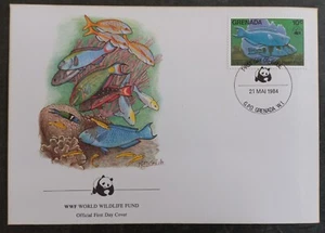 1984 Grenada World Wildlife Fund FDC ties 10c Stamp cd GPO Grenada - Picture 1 of 2