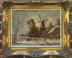 Gudrun Sibbons (German, 1924-2020) : Winter Rural Scene, signed oil on canvas - Picture 1 of 6