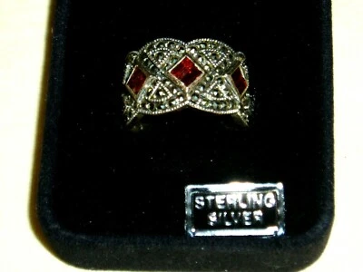 Винтажное серебро 925 пробы «JJ» оригинал. Коробка «DIAMONDONIQUE BOX» камень марцизит и топаз - Изображение 1 из 4