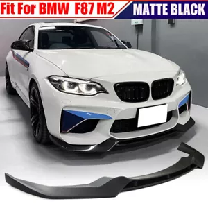 MATTE BLACK Front Bumper Lip Spoiler Splitter Fit For BMW F87 M2 Coupe 2016-2020 - Picture 1 of 13