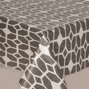 (DP) DIAMOND SLATE CHARCOAL GREY WHITE PVC PLASTIC OIL VINYL TABLE CLOTH COVER - Picture 1 of 2