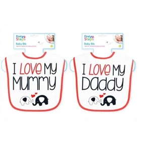 Baby Boys Girls Cute Baby Novelty Bandana Bib Infant Dribble I Love Mummy Daddy - Picture 1 of 1