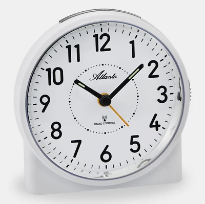 Großer Funkwecker Analog Licht Snooze Crescendo Zahlen Weiß - ATLANTA 1843/0 - Bild 1 von 4