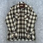 VTG Sawtooth Shirt Mens S Beige Brown Plaid Quilted Button Down Flannel 90s
