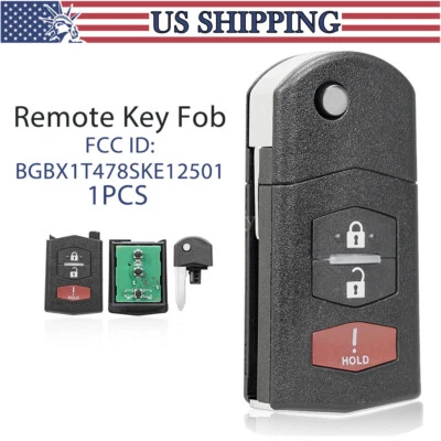 Para 2011 2012 2013 Mazda 2 5 CX-7 CX-9 controle remoto flip chaveiro BGBX1T478SKE12501 - Imagem 1 de 4