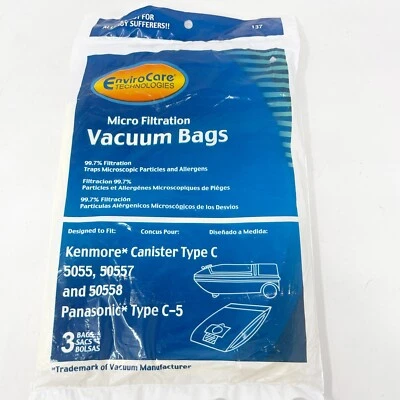 Sears Kenmore Type C Canister Vacuum Bags 5055, 50557 & 50558 By EnviroCare 3 Pk - Image 1 of 3
