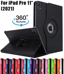 360 Rotante Custodia Cover Pelle PU Per Apple IPAD Pro 11 " 2021 3rd Gen - Foto 1 di 6